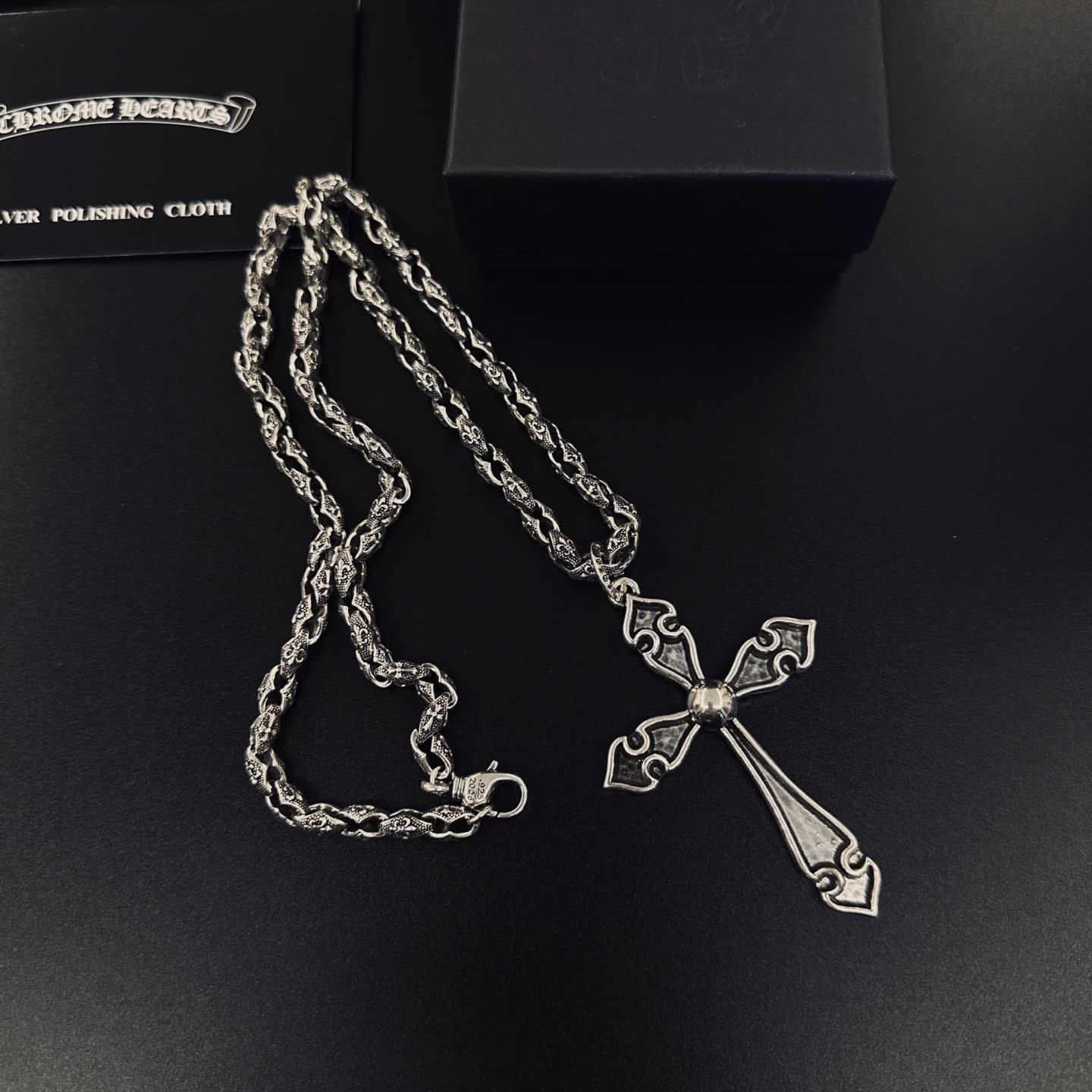 Chrome Hearts Silver Cross Pendant Necklace